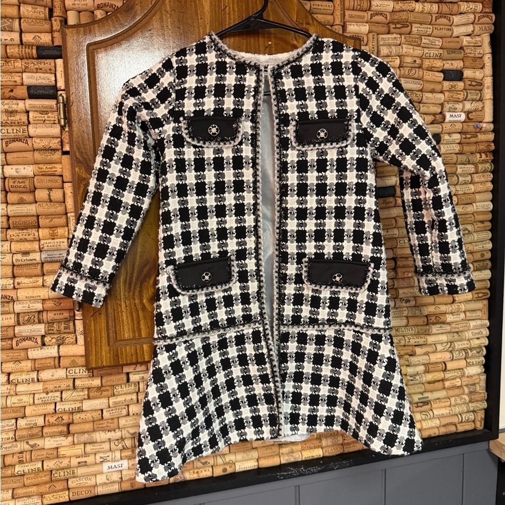 Blueberi Boulevard black & white tweed coat size 6x
